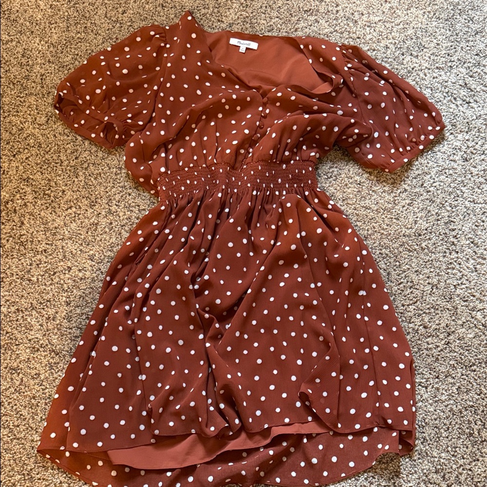 Madewell Rust Polka Dot Dress